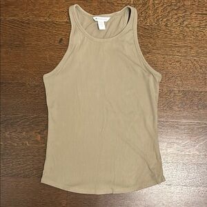 Athleta Green/Khaki Fitted Tank Top with High Neckline